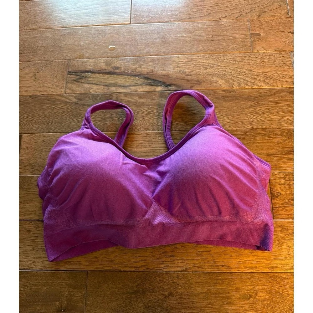 Purple Sports Bra UnderOutfit Wireless Lined  Lightly Padded 3XL Style 457